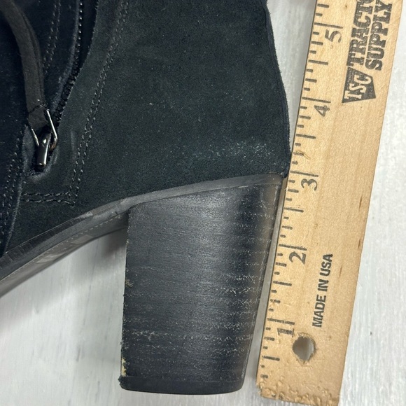 TOMS Suede Black Booties Women’s 6.5 Zip Ankle Boots Chunky Block Heel - Picture 9 of 10